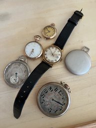 5 Pocket Watches, Waltham, Elgin, Felco, Etc  And 1 Timex Watch-J34