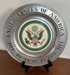Wilton Armetale Pewter Plate Great Seal Of The United States American Eagle Columbia PA USA 11' Diameter