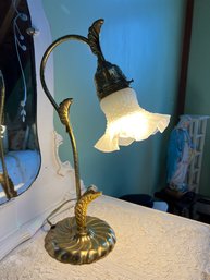 Vintage Brass Tulip Lamp Art Deco Style 18' Tall TESTED WORKS GREAT