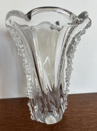Lovely And Unusual Glass Vase 9' Tall With 7' Opening At Top Rough Nob Side Exterior