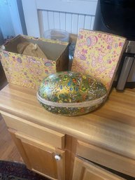 Vintage Paper Mache Easter  Egg In Original Box