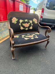 Vintage Settee With Needlepoint Seating