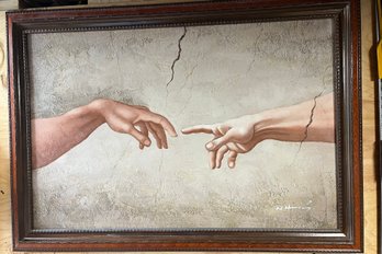 Oil Painting 'creation Of Adam' Signed