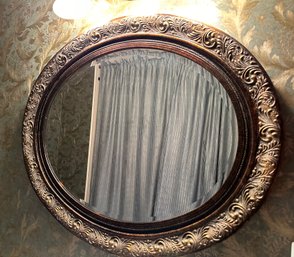 Oval Beveled Mirror With Wide Bronze/brown Frame - 1HB3