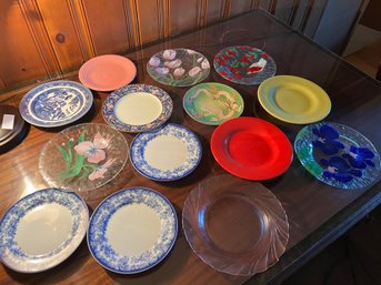 Assorted Luncheon Plates 15 Total - Includes One Fiesta Ware And 4 Hand Painted