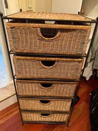 5 Drawer Wicker And Metal Storage Cabinet - 2MB C1