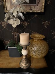 Faux Plant, Vase And Candle Holder - KB4