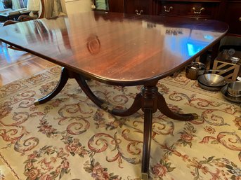 Double Pedestal With Brass Feet Mahogany Dining Table And Two Protective Pads - Dr006