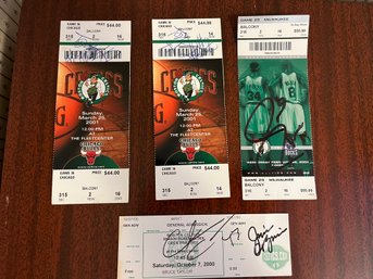 Four Signed Celtics Tickets 2000-04 See Pics - D16