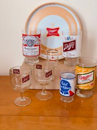 Vintage Beer Glasses Budweiser.Schlitz,Miller & PBR