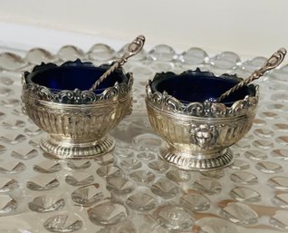 Silver With Cobalt Blue Salter & Sterling Spoons