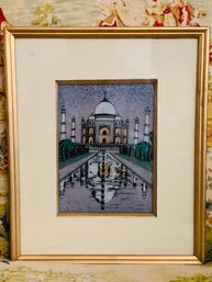 Gemstone Painting Of Taj Mahal Framed Beautiful
