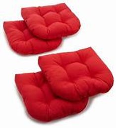 #17 Blazing Needles 19-inch U-Shaped Micro Suede Tufted Dining Chair Cushions (Set Of 4) Cardinal Red