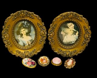 Vintage Cameo Creations Lady Sheffield And Elizabeth Duchess Of Devonshire And 4 Pins