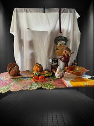 #986 Lot Of 18 Fall, Halloween Items - Beaded Placemats And Runner - Ect.