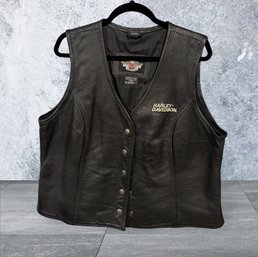 Women's Harley Davidson Black Leather Vest Size 1X