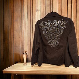 Chico's Brown Beaded Jacket Size 3