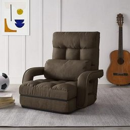 #13 Loungie Davina Recliner/Floor Chair,Linen,5 Adjustable Position, Washable Cover Brown