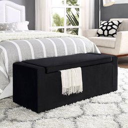 #73 Fabroni Black Velvet Storage Bench - Shoe Storage Upholstered Inspired Home