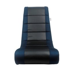 #7 Loungie Leather Rockme PU Floor Chair - Black/Blue For Kids, Teens, Adults, Boys Or Girls