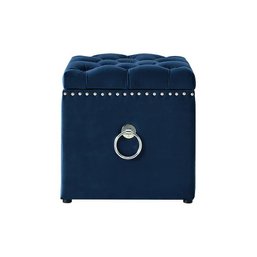 #33 Inspired Home Micella Modern Navy Velvet Storage Ottoman