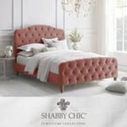 #48 Inspired Home Boucher Blush Linen Queen Bedframe With Tufted Headboard