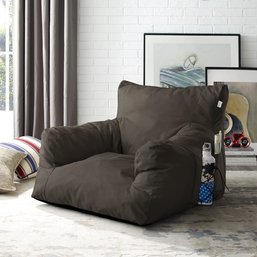 #54 Loungie Ultra Soft Dorm Bean Bag Chair With Drink Holder And Pocket Memory Foam Bean Bag Chair Brown