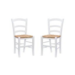 #39 2 Linon Carmelo White Wood Side Chairs