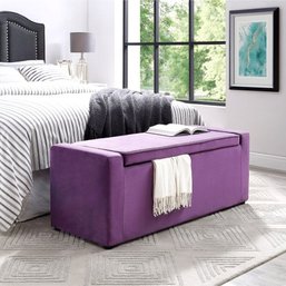 #74 Fabroni Velvet Storage Bench - Shoe Storage Upholstered Inspired Home Purple