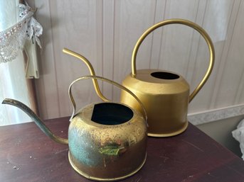 2 Vintage Watering Cans - Smaller Is Brass - DR13