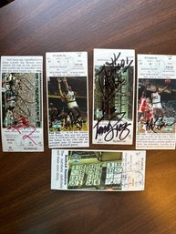 Five Autographed Celtics 95 Tickets - Sillas, Carr, Fans, And #31 Miller - D10