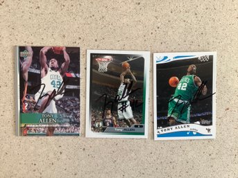 3 AUTOGRAPHED Tony Allen Trading Cards Upper Deck, Topps Total, Topps - 40