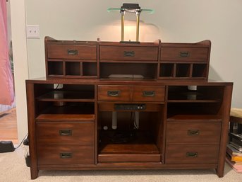 Multi Purpose Cherry Credenza With Slide Out Tray - O