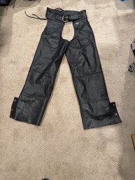 Black Leather Harley Davidson Ladies Chaps Size Medium