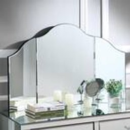 #35 Inspired Home Inspired Home Renee Frameless Modern Contemporary Tri-fold Tabletop Vanity Mirror