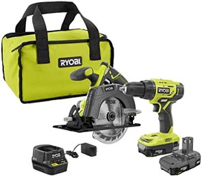 #10 Ryobi P1816 18V Drill And Circular Saw Starter Kit With Two 1.5Ah Batteries And Charger