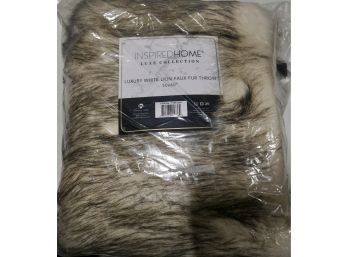 #71 Inspired Home Luxe Collection White Lion Faux Fur Throw 50 X 60