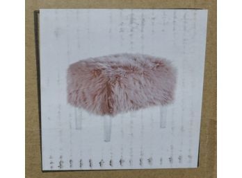 #147 Lux Fur Rose Acrylic Leg Ottoman (NIB)