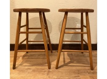 Pair Pine Wood Stools