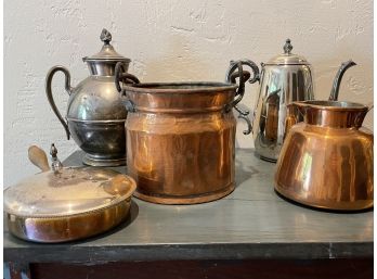 Copper & Silver On Copper Lot - Silver Plate 5 Pieces