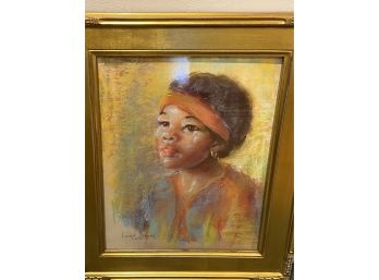 Laura Elkins Stover Original Pastel Portrait 17' X 21' Framed Under Glass