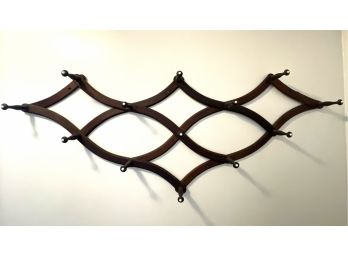 Victorian Wood Wall Coat Rack 13 Hooks & Old Repair 50' Long