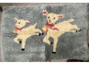 Vintage Children's Room Lamb Hooked Rug 20' X 28'