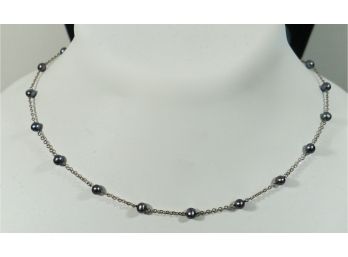 Black Pearl Sterling Necklace 18'