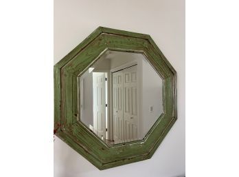 29 Inch Beveled Glass Mirror Green Wood - F1