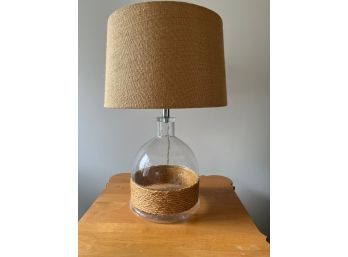 Glass And Twine Lamp With Burlap Shade - Den2