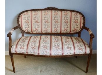 791- Carved Oak Settee W/ Matching Pillows- 52w X 24 X 38t
