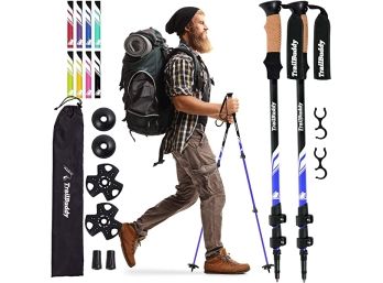 #155 TrailBuddy Trekking Poles - Lightweight, Collapsible Hiking Poles For Backpacking Gear Pair Of 2 Blue