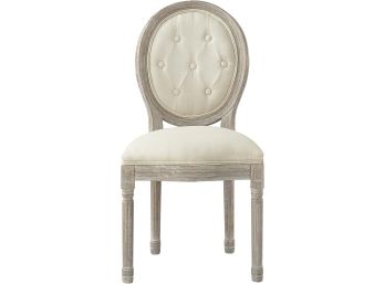 #41 Rustic Manor Fournier Dining Chair, Linen, Armless, Antique Brushed Wood Finish
