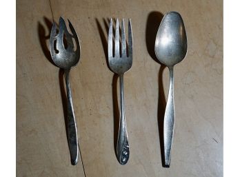 3 PIECES OF  STERLING- GORHAM SALAD SPOON/FORK TABLESPOON